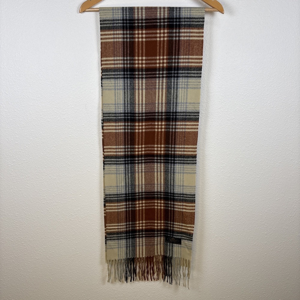 VTG Plaid Neck Scarf 100% Cashmere Hand Tailored Made in Germany - Picture 7 of 10